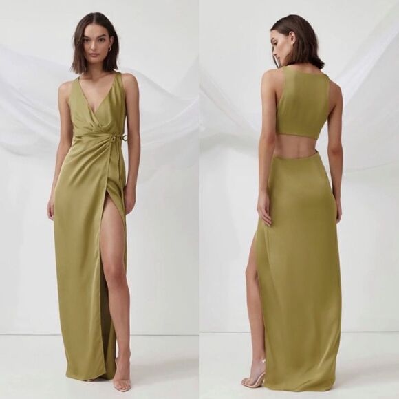 NWT LEXI marigold satin cutout maxi dress - Picture 1 of 12